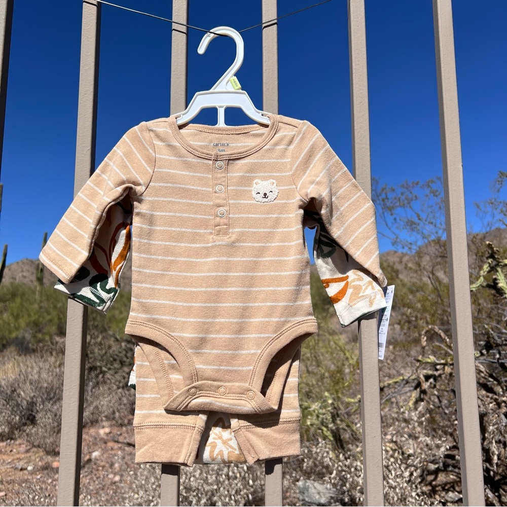 ⬇️💲Carter’s NWT 3 Pcs Infant’s 3M Various Tan, Beige, Rust Fall Colors (Kohl’s)